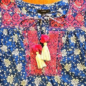 J.Crew Floral Cross Stitched Top